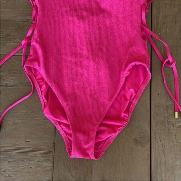 Anthropologie Sanctuary Lace-Up One-Piece Pink Swimsuit S - Picture 6 of 11